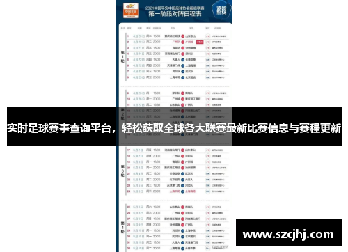 实时足球赛事查询平台，轻松获取全球各大联赛最新比赛信息与赛程更新